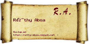 Réthy Absa névjegykártya